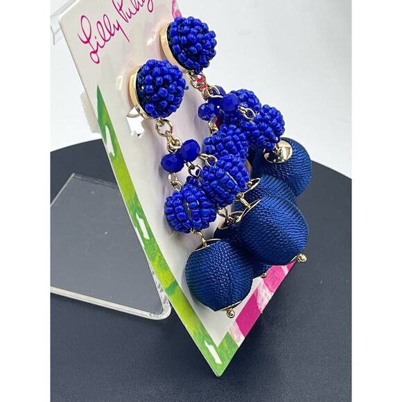 NEW Lilly Pulitzer SALSA COPA Clip On Statement EARRINGS Bright
Navy Beaded Gold - Picture 8 of 12